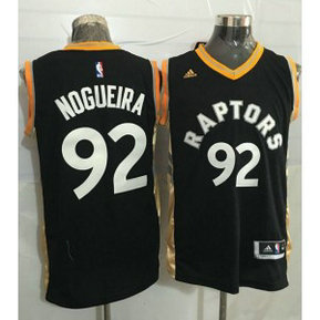 NBA Raptors 92 Lucas Nogueira Black Gold Men Jersey