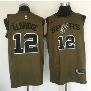 NBA Spurs 12 LaMarcus Aldridge Olive Nike Swingman Men Jersey