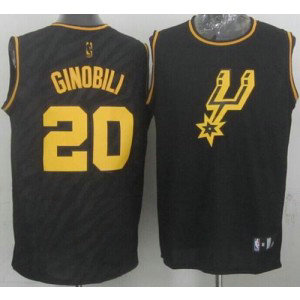 NBA Spurs 20 Manu Ginobili Black Precious Metals Men Jersey