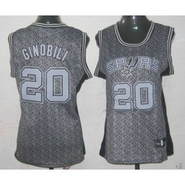 NBA Spurs 20 Manu Ginobili Grey Static Women Jersey