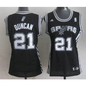 NBA Spurs 21 Tim Duncan Black Road Women Jersey NBA Spurs 21 Tim Duncan Black Road Women Jersey