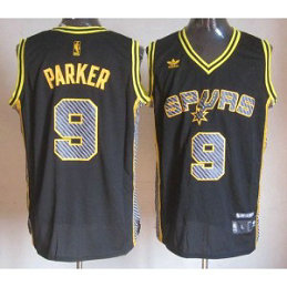 NBA Spurs 9 Tony Parker Black Electricity Men Jersey