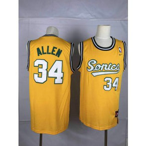 NBA Supersonics 34 Ray Allen Yellow Men Jersey NBA Supersonics 34 Ray Allen Yellow Men Jersey