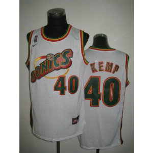 NBA Supersonics 40 Shawn Kemp White Throwback Men Jersey 1