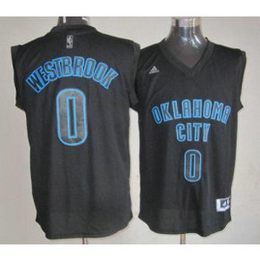 NBA Thunder 0 Russell Westbrook Black On Black Men Jersey NBA Thunder 0 Russell Westbrook Black On Black Men Jersey
