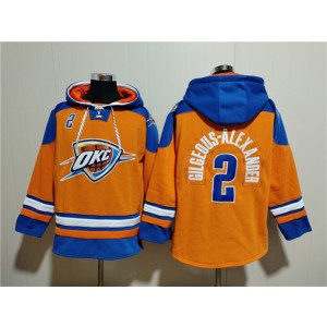 NBA Thunder 2 Shai Gilgeous-Alexander Orange Blue Lace-Up Pullover Hoodie NBA Thunder 2 Shai Gilgeous-Alexander Orange Blue Lace-Up Pullover Hoodie