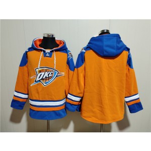 NBA Thunder Blank Orange Blue Lace-Up Pullover Hoodie NBA Thunder Blank Orange Blue Lace-Up Pullover Hoodie