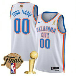 NBA Thunder Customized White 2025 Finals Champions Nike Men Jersey NBA Thunder Customized White 2025 Finals Champions Nike Men Jersey