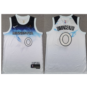 NBA Timberwolves 0 Donte DiVincenzo White 2024 City Nike Men Jersey