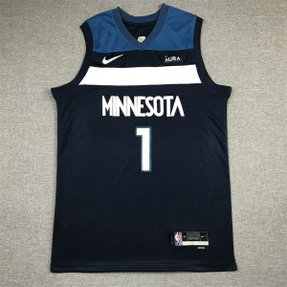 NBA Timberwolves 1 Edwards Black Nike Men Jersey