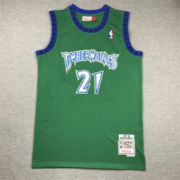 NBA Timberwolves 21 Garnett Green Throwback Men Jersey