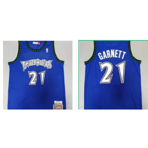 NBA Timberwolves 21 Kevin Garnett Blue Reebok Throwback Men Jersey
