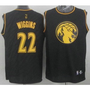 NBA Timberwolves 22 Andrew Wiggins Black Precious Metals Men Jersey