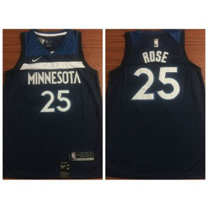 NBA Timberwolves 25 Derrick Rose Swingman Navy Nike Swingman Men Jersey
