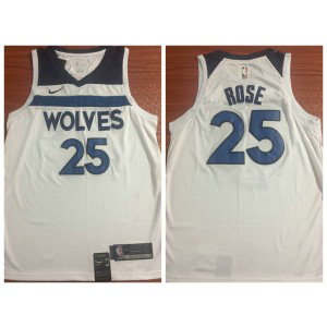 NBA Timberwolves 25 Derrick Rose Swingman White Nike Swingman Men Jersey
