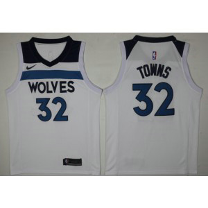 NBA Timberwolves 32 Karl-Anthony Towns White Nike Men Jersey