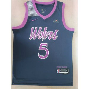 NBA Timberwolves 5 Anthony Edwards Black Purple Nike Men Jersey