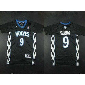 NBA Timberwolves 9 Ricky Rubio Black Alternate Men Jersey