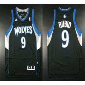 NBA Timberwolves 9 Ricky Rubio Black Revolution 30 Men Jersey
