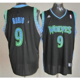 NBA Timberwolves 9 Ricky Rubio Black Vibe Men Jersey