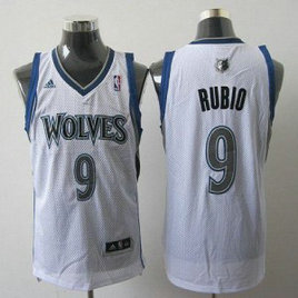 NBA Timberwolves 9 Ricky Rubio White Revolution 30 Men Jersey