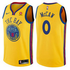NBA Warriors 0 Patrick McCaw Gold City Edition Nike Men Jersey