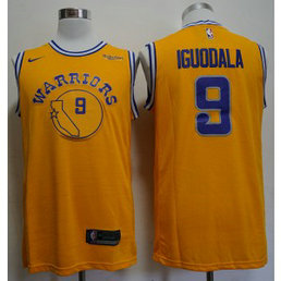 NBA Warriors 9 Andre Iguodala Yellow Nike Men New Jersey NBA Warriors 9 Andre Iguodala Yellow Nike Men New Jersey