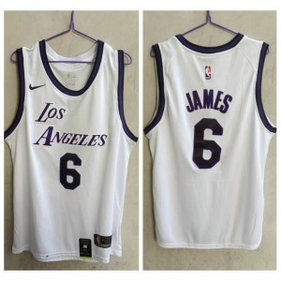 NBA los Angeles 6 Lebron James White Nike Men Jersey NBA los Angeles 6 Lebron James White Nike Men Jersey