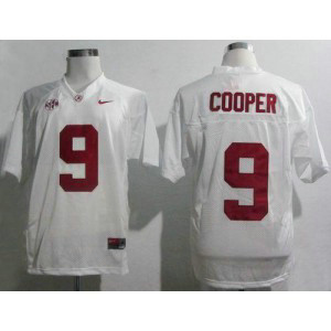 NCAA Alabama Crimson Tide 9 Amari Cooper White SEC Patch 2013 BCS National Championship Men Jersey