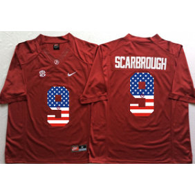 NCAA Alabama Crimson Tide 9 Bo Scarbrough Red USA Flag Men Jersey NCAA Alabama Crimson Tide 9 Bo Scarbrough Red USA Flag Men Jersey