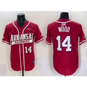 NCAA Arkansas Razorbacks 14 Wood Red Baseball Vapor Limited Men Jersey