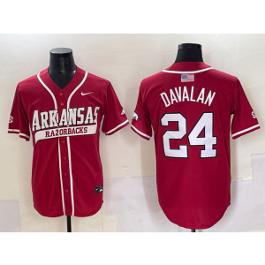 NCAA Arkansas Razorbacks 24 Davalan Red Baseball Vapor Limited Men Jersey