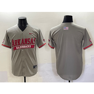 NCAA Arkansas Razorbacks Blank Grey Baseball Vapor Limited Men Jersey