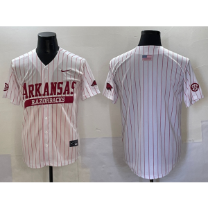 NCAA Arkansas Razorbacks White Baseball Vapor Limited Men Jersey