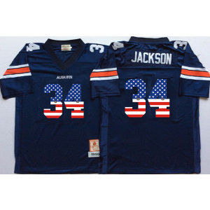 NCAA Auburn Tigers 34 Bo Jackson Navy USA Flag Men Jersey NCAA Auburn Tigers 34 Bo Jackson Navy USA Flag Men Jersey