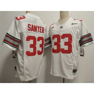 NCAA Buckeyes 33 Jack Sawyer White 2025 Gold Nike F.U.S.E. Vapor Limited Men Jersey NCAA Buckeyes 33 Jack Sawyer White 2025 Gold Nike F.U.S.E. Vapor Limited Men Jersey