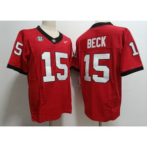 NCAA Bulldogs 15 Carson Beck Red 2023 F.U.S.E Vapor Limited Men Jersey