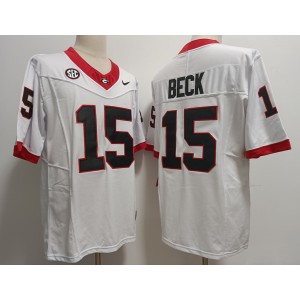 NCAA Bulldogs 15 Carson Beck White 2023 F.U.S.E Vapor Limited Men Jersey