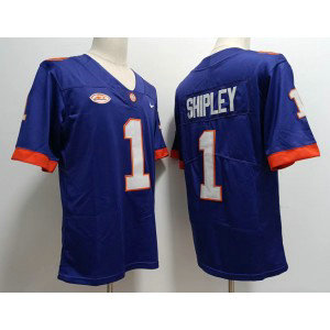 NCAA Clemson Tigers 1 Shipley Purple Limited Men Jersey NCAA Clemson Tigers 1 Shipley Purple Limited Men Jersey