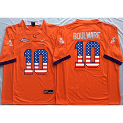 NCAA Clemson Tigers 10 Ben Boulware Orange USA Flag Men Jersey NCAA Clemson Tigers 10 Ben Boulware Orange USA Flag Men Jersey