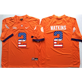 NCAA Clemson Tigers 2 Sammy Watkins Orange USA Flag Men Jersey NCAA Clemson Tigers 2 Sammy Watkins Orange USA Flag Men Jersey