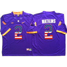 NCAA Clemson Tigers 2 Sammy Watkins Purple USA Flag Men Jersey NCAA Clemson Tigers 2 Sammy Watkins Purple USA Flag Men Jersey