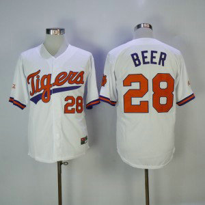 NCAA Clemson Tigers 28 Seth Beer White Nike College Baseball Men Jersey NCAA Clemson Tigers 28 Seth Beer White Nike College Baseball Men Jersey