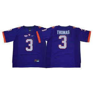 NCAA Clemson Tigers 3 Xavier Thomas Purple College Football Men Jersey NCAA Clemson Tigers 3 Xavier Thomas Purple College Football Men Jersey