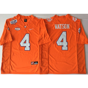 NCAA Clemson Tigers 4 Deshaun Watson Orange Fuller Patch ACC Patch Men Jersey