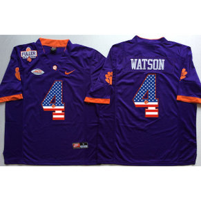 NCAA Clemson Tigers 4 Deshaun Watson Purple 1975 1978 Fuller USA Flag Men Jersey