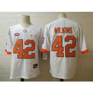 NCAA Clemson Tigers 42 WILKINS White Men Jersey NCAA Clemson Tigers 42 WILKINS White Men Jersey