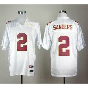 NCAA Florida State Seminoles 2 Deion Sanders White Men Jersey