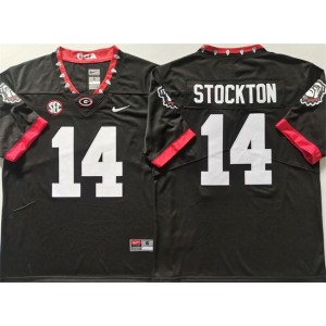 NCAA Georgia Bulldogs 14 Gunner Stockton Black spiked Collar Vapor Limited Men Jersey