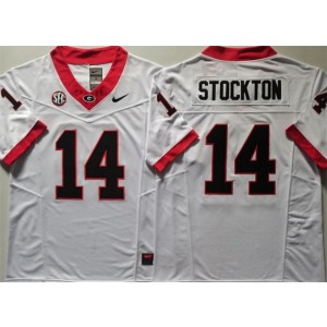 NCAA Georgia Bulldogs 14 Gunner Stockton White 2024 F.U.S.E. Vapor Limited Men Jersey